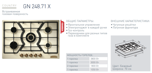 Газовая варочная панель Zigmund-Shtain (Зигмунд-Штайн) GN 248.71 X + ВИДЕО О ТОВАРЕ