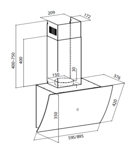Вытяжка Lex (Лекс) PLAZA GS 900 BLACK
