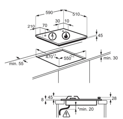 Газовая варочная панель Electrolux (Электролюкс) GPE264EK