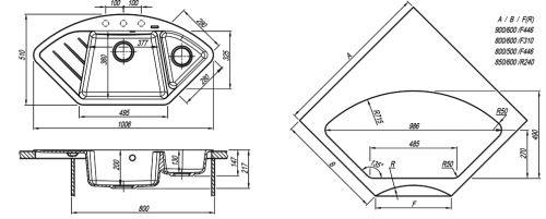 Кухонная мойка Florentina (Флорентина) Веста, черный