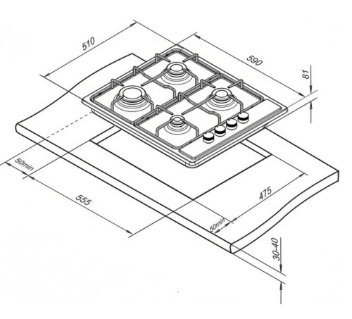 Газовая варочная панель DARINA (Дарина) 1T1 BGM 341 11 X