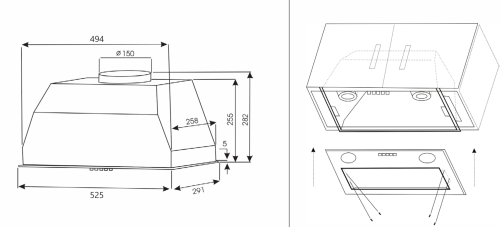 Встраиваемая вытяжка EXITEQ (Экзитег) EX-1176 white