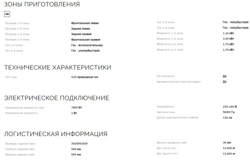 Газовая варочная панель Smeg (Смег) SR964NGH