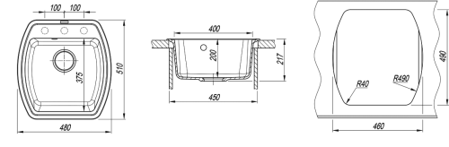 Кухонная мойка Florentina (Флорентина) Нире 480, шампань