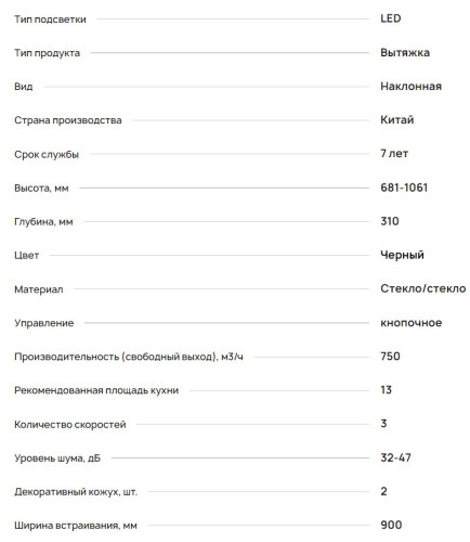 Вытяжка Krona (Крона) VENERA 900 BLACK PB