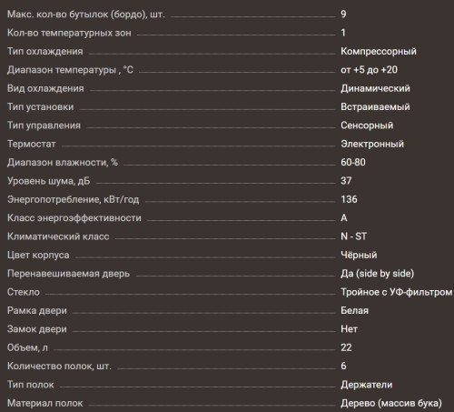 Винный шкаф Meyvel (Мейвел) MV9NH-KWT1