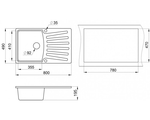 Кухонная мойка Granula (Гранула) GR-8001 gr, графит