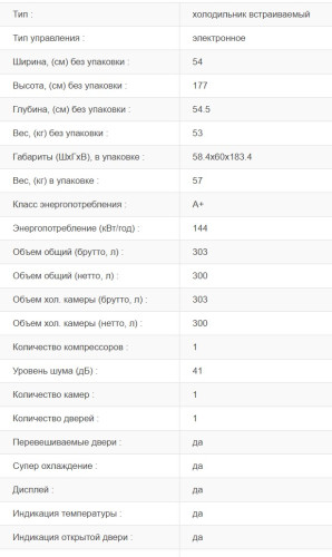 Встаиваемый холодильник Jacky's (Джекис) JL BW1770