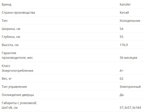 Встаиваемый холодильник KANZLER (Канцлер) К 02