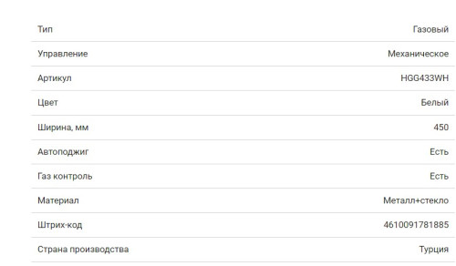 Газовая варочная панель HOMSair (ХОМСЭйр) HGG433WH