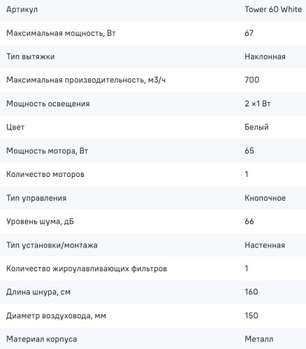 Вытяжка MAUNFELD (Маунфилд) Tower 60 белый