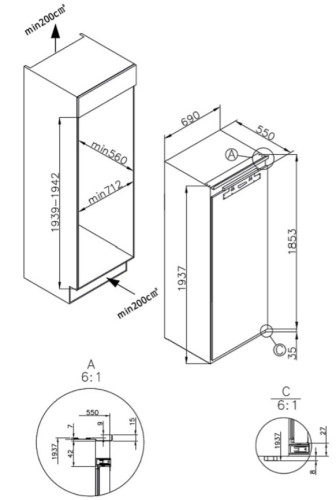 Встраиваемый холодильник Korting (Кёртинг) KSI 1947