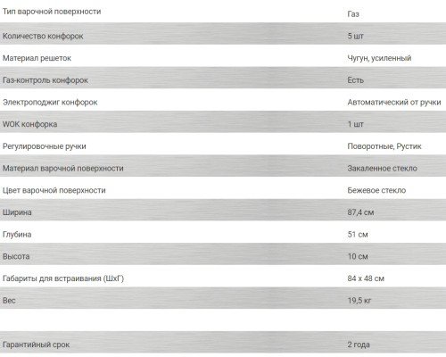 Газовая варочная панель Hiberg (Хайберг) VM 9055 RY