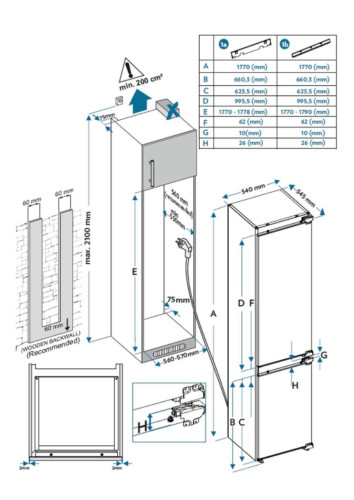 Встаиваемый холодильник Jacky's (Джекис) JL BW1770