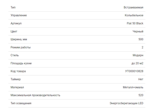 Встраиваемая вытяжка HOMSair (ХОМСэйр) FLAT 50 Черный