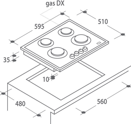 Газовая варочная панель Candy (Канди) CFX 64 JV