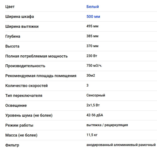 Вытяжка Elikor (Эликор) VERTEX WH 50