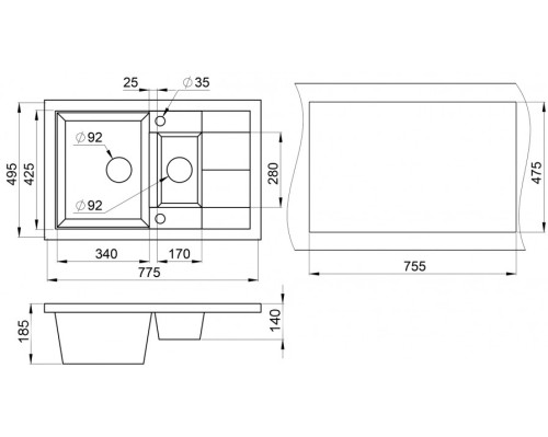 Кухонная мойка Granula (Гранула) GR-7802 sa, песок