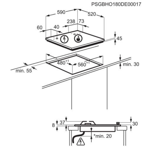 Газовая варочная панель Electrolux (Электролюкс) GPE363LK