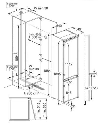 Встраиваемый холодильник Electrolux (Электролюкс) ENS8TE19S