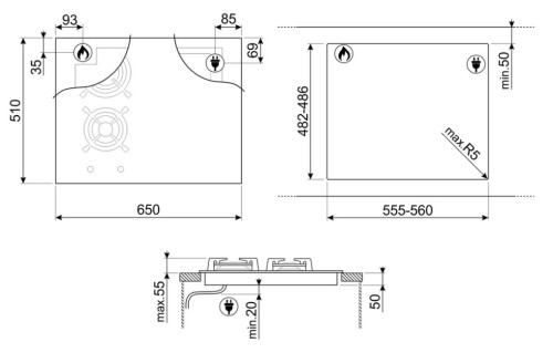 Комбинированная варочная панель Smeg (Смег) PM3643D