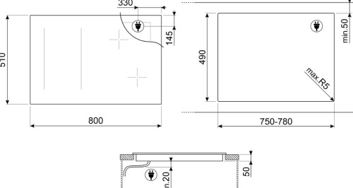 Индукционная варочная панель Smeg (Смег) SIM3864MB