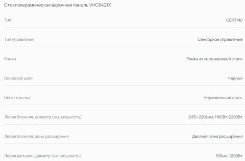 Электрическая варочная панель VARD (Вард) VHC6421X