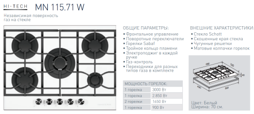 Газовая варочная панель Zigmund-Shtain (Зигмунд-Штайн) MN 115.71 W