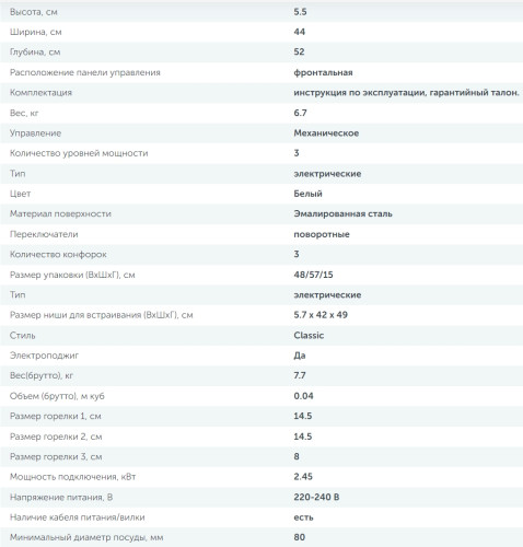 Электрическая варочная панель Simfer (Симфер) H45E03W016