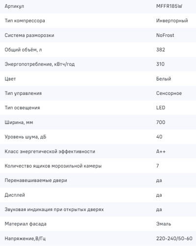 Морозильная камера MAUNFELD (Маунфилд) MFFR185W