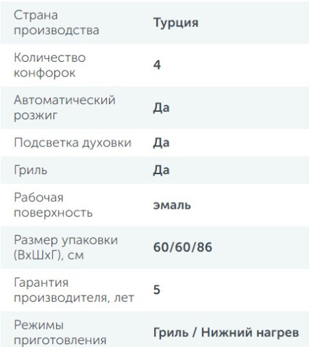 Газовая плита Simfer (Симфер) F66GO42017