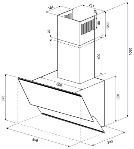 Вытяжка Krona (Крона) IRIDA 900 white sensor