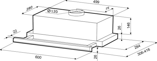 Встраиваемая вытяжка Krona (Крона) KAMILLA slim 600 black/inox (2 мотора)