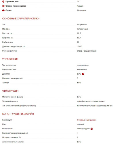 Вытяжка Kuppersberg (Купперсберг) DUDL 4 BL