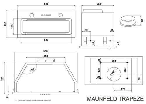Встраиваемая вытяжка MAUNFELD (Маунфилд) TRAPEZE 603EM Black