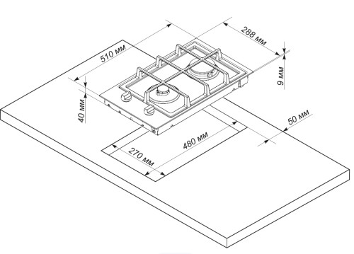 Газовая варочная панель Electronicsdeluxe (Электрониксделюкс) GG2_400215F-002