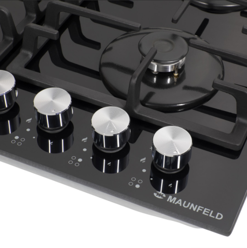 Газовая варочная панель MAUNFELD (Маунфилд) EGHG.64.3CB/G черный + ВИДЕО О ТОВАРЕ