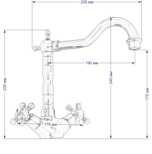 Смеситель Seaman Barcelone SSL-5079 Antique Gold